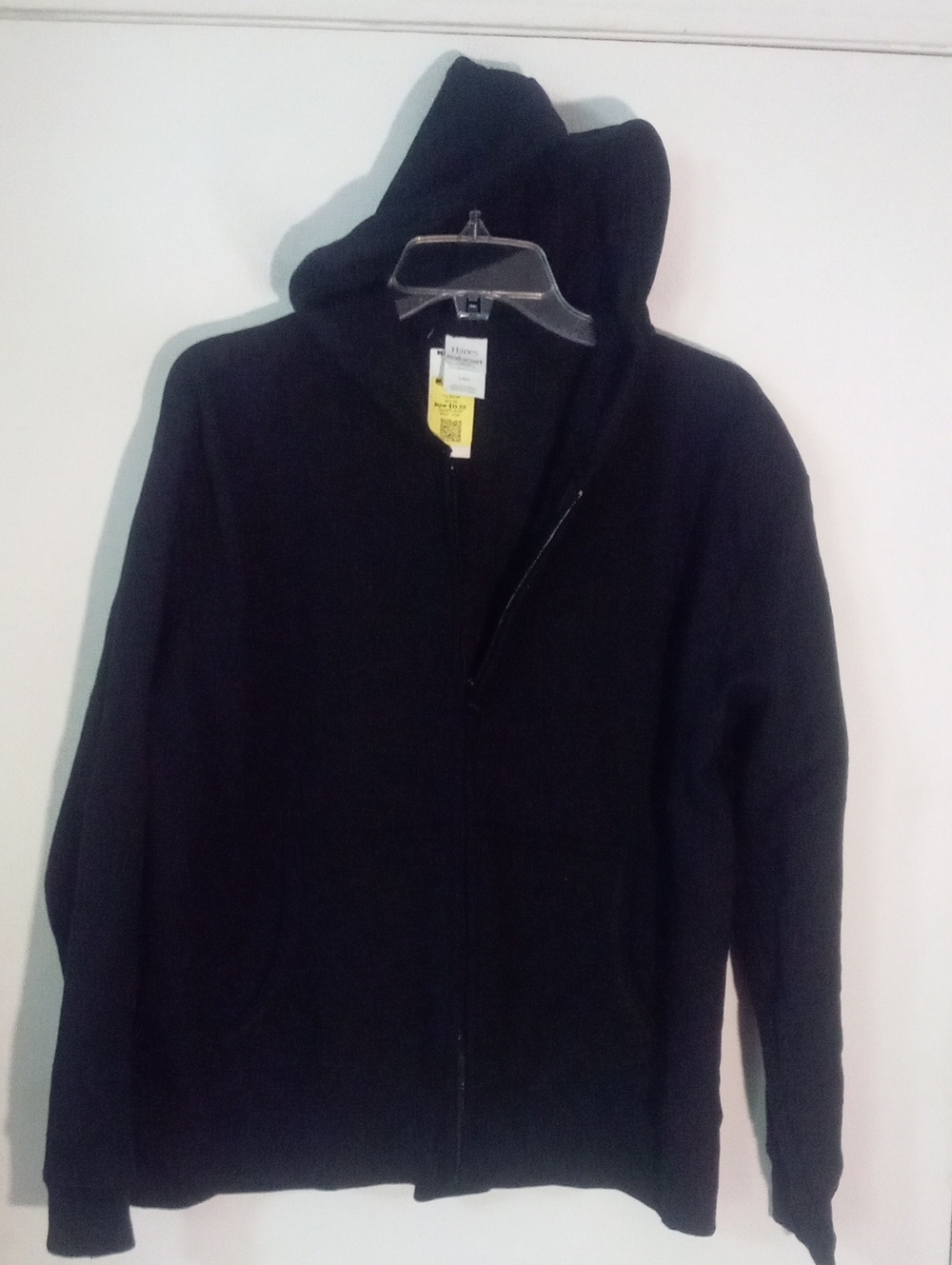 * Hanes Men's Black Full-Zip Hoodie Jacket Large NWT $38 Fleece Lined